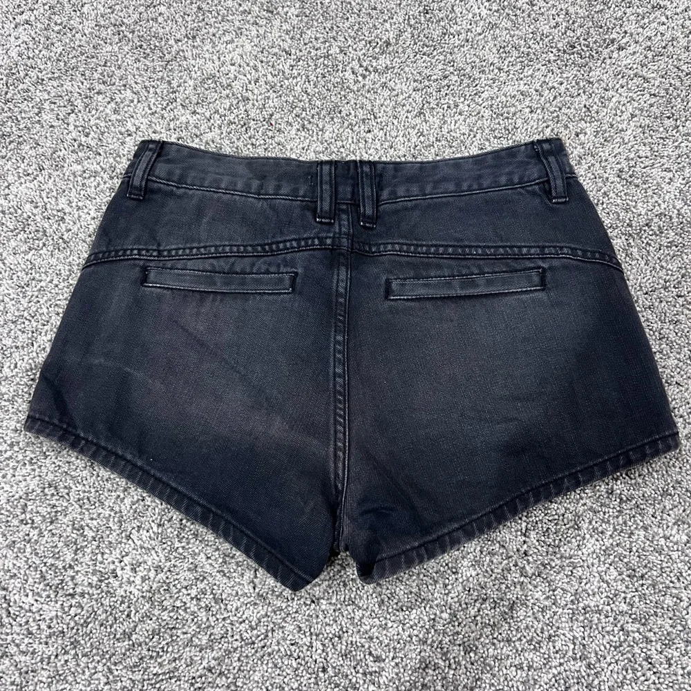 Free People High Waisted Black Denim Shorts Zip Fly Button Close Women’s Size 27